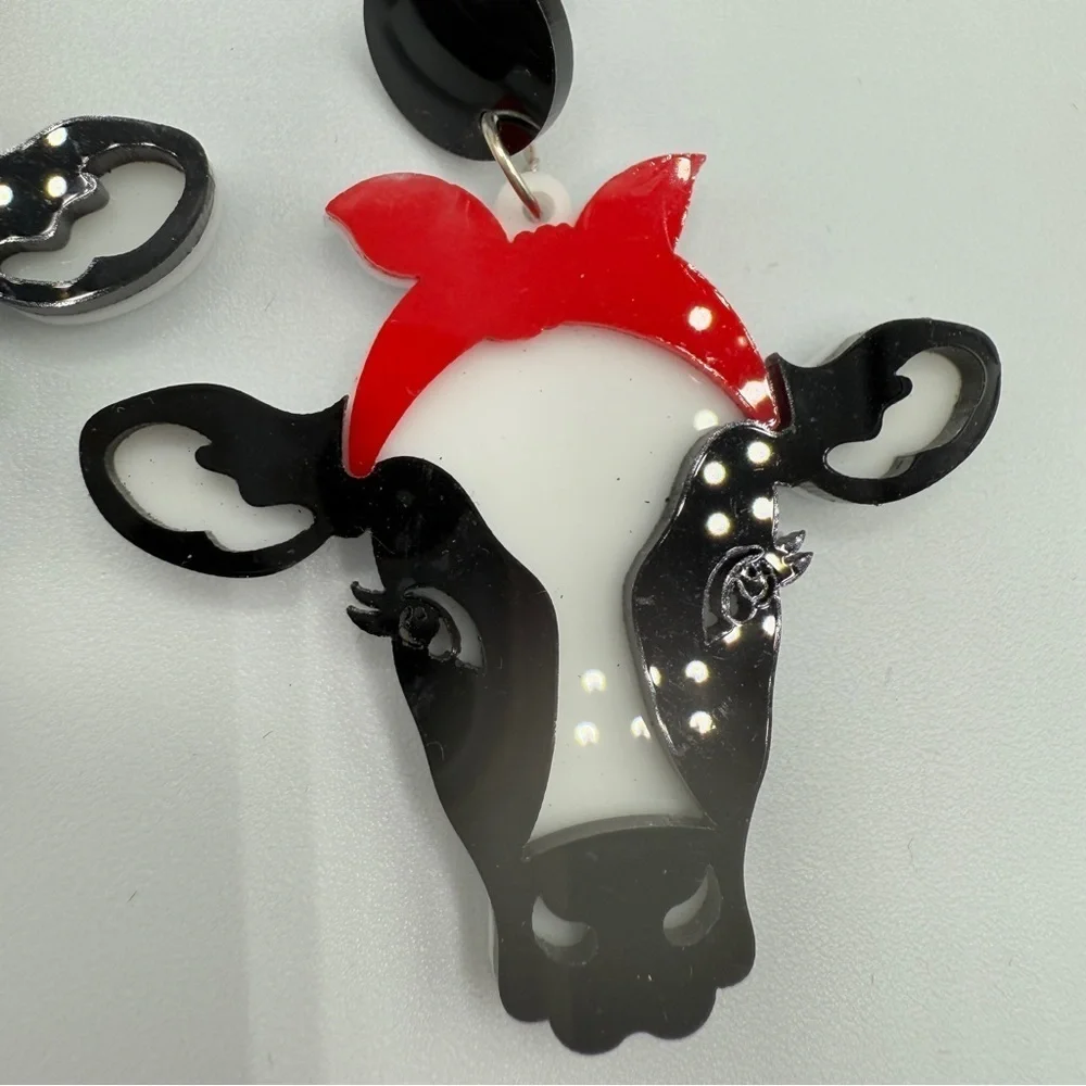 Milkmaid Dairy Cow Retro Acrylic Earrings